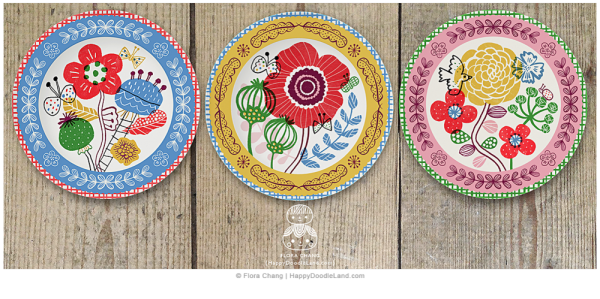 Floral+Plates+Collection+©+Flora+Chang+-+Happy+Doodle+Land